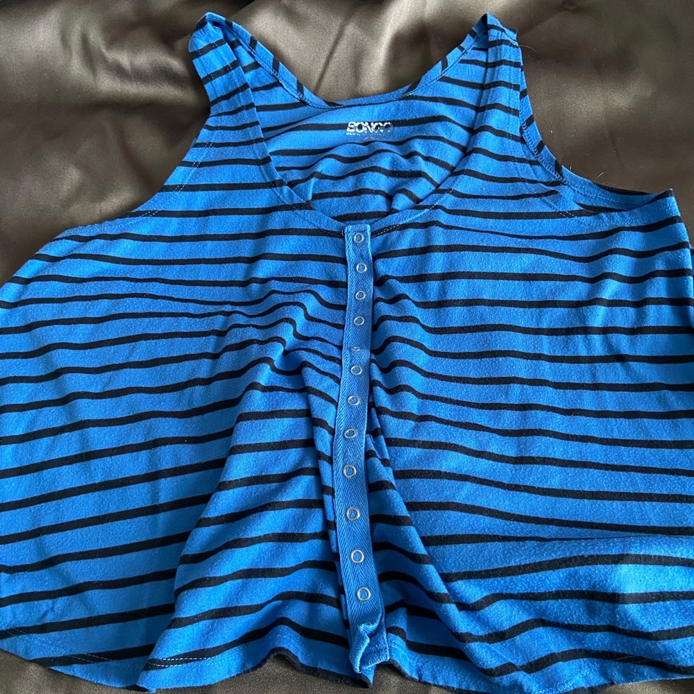 Blue/ black striped tank. Sz junior xl